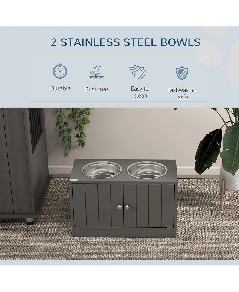 Ruie Elevated Dog Bowls with Storage Cabinet Raised Stand for Large Dogs