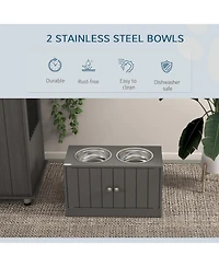 Ruie Elevated Dog Bowls with Storage Cabinet Raised Stand for Large Dogs