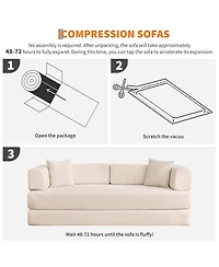 homfan 5-in-1 Convertible Sofa Bed,Oversized Sleeper Corduroy Futon, Multi-Functional Lounge,78.8'' Folding Modular Couch with Fixed Frame and Pillows