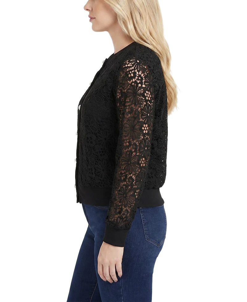 Ny Collection Women's Long-Sleeve Lace Top