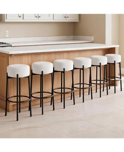 homfan Counter Height Bar Stool Set with Faux Fur Soft Seat for Kitchen Island Dining