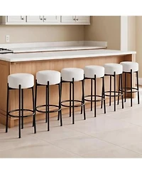 homfan Counter Height Bar Stool Set with Faux Fur Soft Seat for Kitchen Island Dining