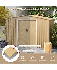 Slickblue Galvanized Metal Garden Shed with Sloped Roof for Outdoor Storage