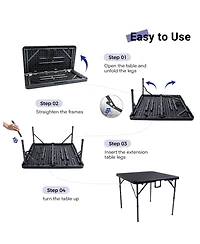 Piscifun Square Folding Table Portable Hdpe Plastic Indoor Outdoor Picnic Camping Party Dining Utility Heavy Duty Carrying Handle