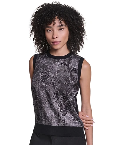 Karl Lagerfeld Paris Women's Sleeveless Crewneck Sweater