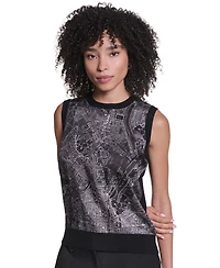 Karl Lagerfeld Paris Women's Sleeveless Crewneck Sweater