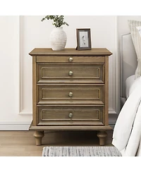 Streamdale Furniture Farmhouse 4-Drawer Nightstand with Hidden Pull-Out Shelf