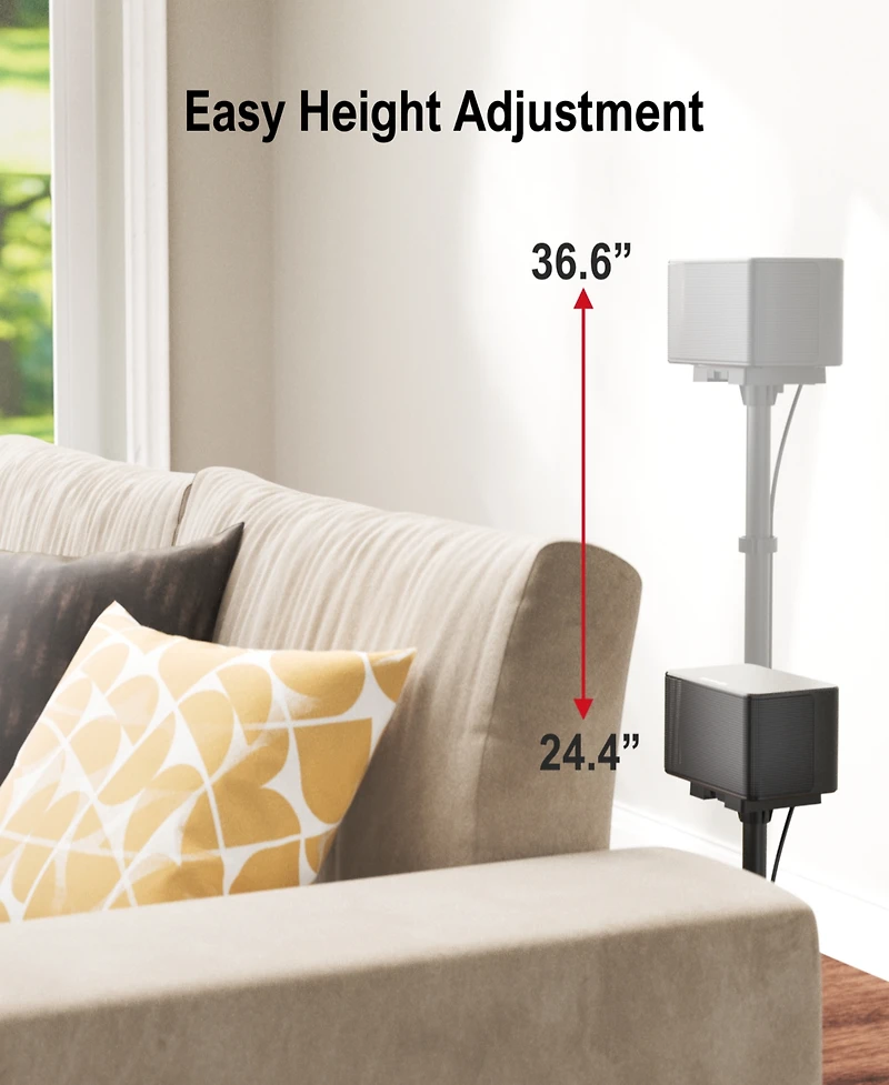Ultimea Height-Adjustable Speaker Stands Pair, 24.4" To 36.6"