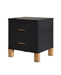 Streamdale Furniture 2-Drawer Fluted Wood Nightstand with Metal Handle