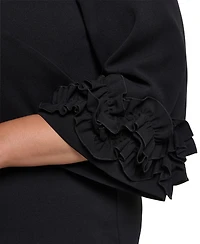 Jessica Howard Plus Ruffle Sleeve Jewel Neck Dress