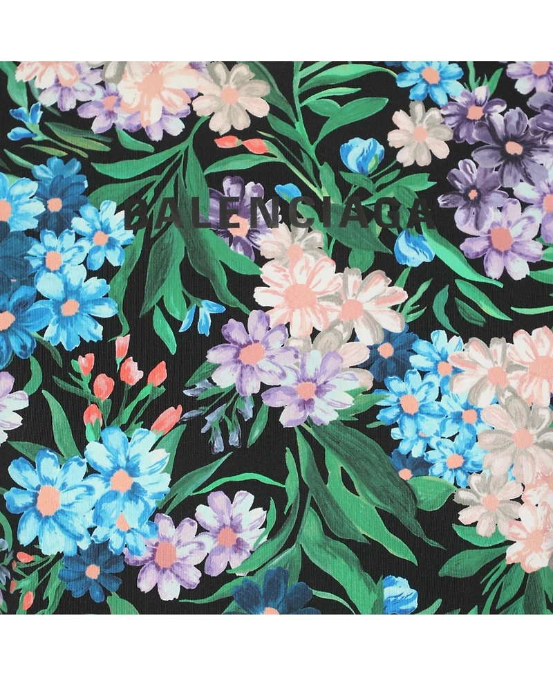 Pre-Owned Balenciaga Women's Floral Print Ruffled Drawstring Midi Dress