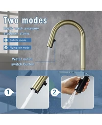 Busdays Brushed High Arc Kitchen Faucet Pull Down Single Hole Stainless Steel Modern Sink Faucet