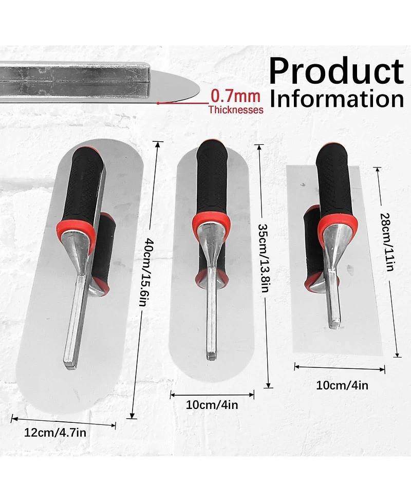 Xdovet Concrete Tools Set Finishing Trowel Pool Trowels Plastering Masonry Kit