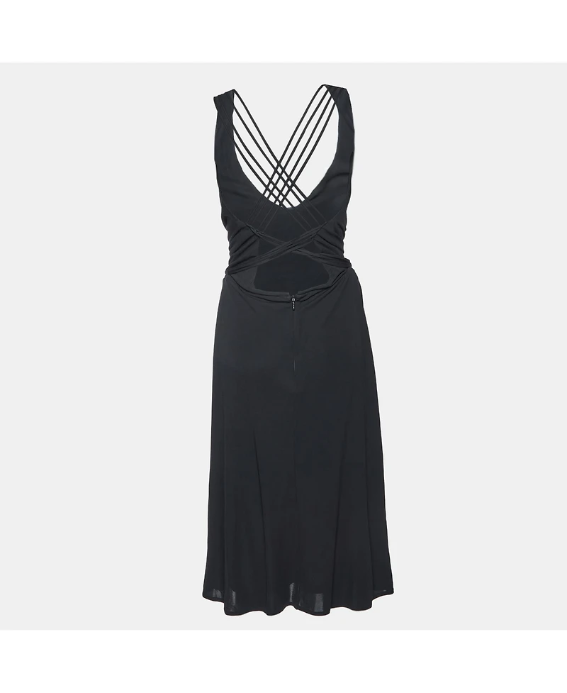 Pre-Owned Versace Women's Crepe Lace Up Back Sleeveless Dress