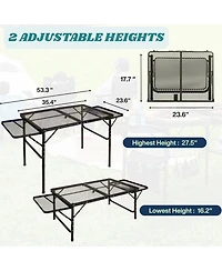 Piscifun Folding Table Carry Bag Storage Wing Panels Adjustable Height Portable Outdoor Camping Bbq Picnic Beach Grill