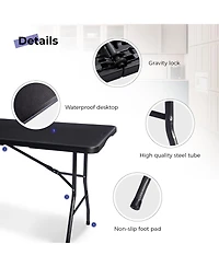 Piscifun Folding Table Portable Heavy Duty Plastic Fold In Half Utility Dining Indoor Outdoor Carrying Handle Camping Picnic Party