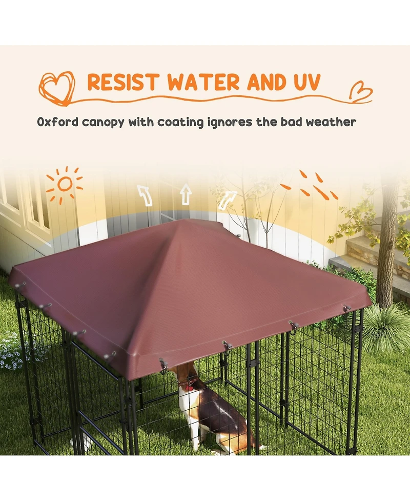 Ruie Outdoor Dog Kennel with Waterproof Canopy and Large Door