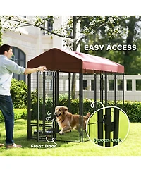 Ruie Walk In Outdoor Dog Kennel Playpen with Rotating Bowls and Cover