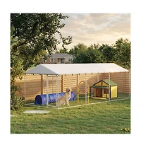 Ruie 20 ft Outdoor Dog Kennel with Waterproof Roof and Double Locks