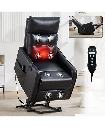 Clihome Power Lift Recliner Chair with Massage and Heat, 155degree(s) Reclining Usb Port, Pu Leather