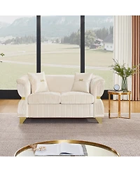 Streamdale Furniture 61.8" Modern Velvet Loveseat Sofa with 2 Pillows and Metal Trim