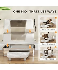 Ruie Xl Stainless Steel Enclosed Cat Litter Box with Flip Top and Scoop