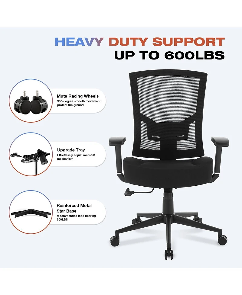Streamdale Furniture Big and Tall 600lbs Ergonomic Mesh Office Chair with Lumbar Support