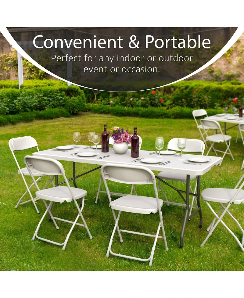 Aofar 2 Pack 6Feet Foldable Table Steel Handle Portable Heavy Duty