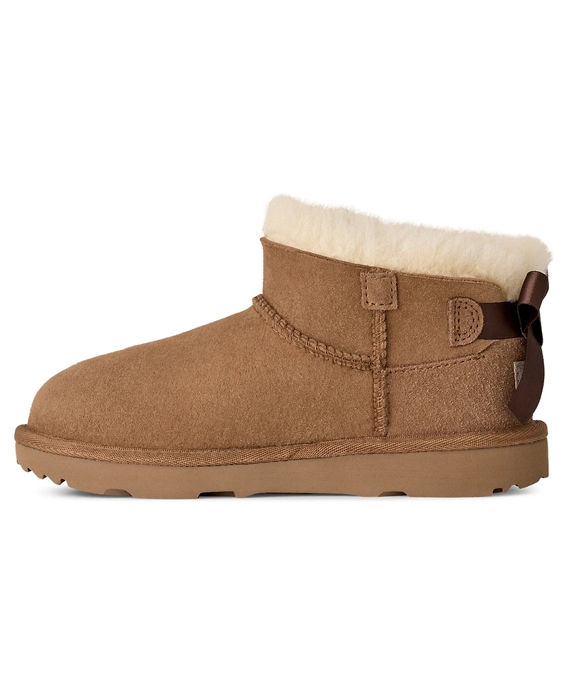 Ugg Kids Ultra Mini Bailey Bow Round Toe Booties