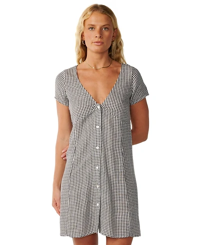 Rip Curl Women's Vibe Surf V-Neck Button-Up A-Line Dress