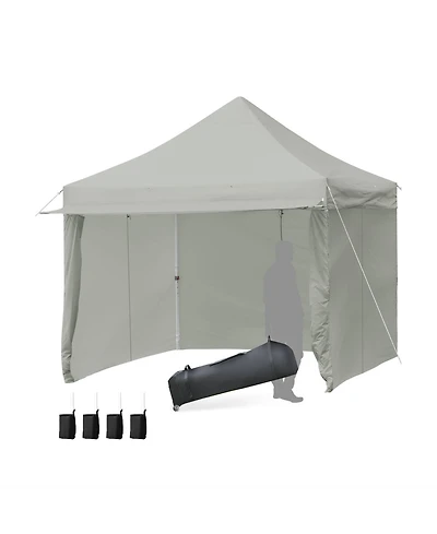 Sugift 10 x 10 Feet Pop Up Gazebo with Five Removable Zippered Sidewalls and Awning