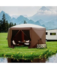homfan 11.5x11.5Feet 6-Sided Pop-Up Gazebo, One-Push Setup, Mesh Panels and Removable Wind Cloths, Upf 50+ Outdoor Canopy for Patio, Camping, Events