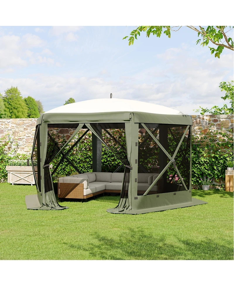 homfan 11.5x11.5Feet 6-Sided Pop-Up Gazebo, One-Push Setup, Mesh Panels and Removable Wind Cloths, Upf 50+ Outdoor Canopy for Patio, Camping, Events