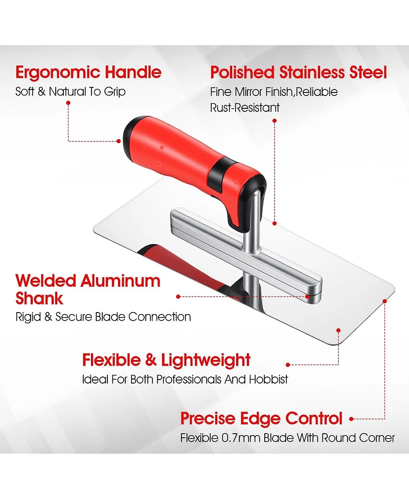 Xdovet Stainless Steel Trowels Soft Grip Plastering Tools