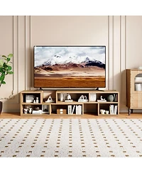 Streamdale Furniture Modular Freestyle Light Wood Adjustable Media Console with Open Storage