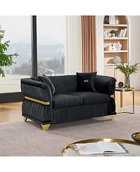 Streamdale Furniture Modern Velvet Loveseat Sofa with Gold Trim and 2 Pillows