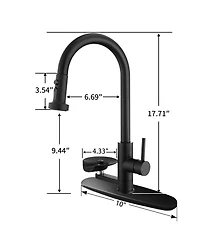 Busdays Matte 3 in 1 Kitchen Faucet High Arc Pull Down Sprayer with Glass Rinser 3 Spray Functions for Modern Kitchen Sink