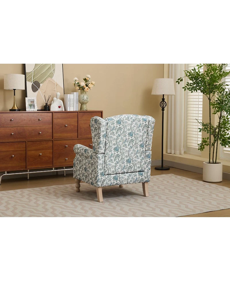 Streamdale Furniture Modern Floral Accent Chair with Retro Wood Legs