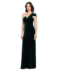 B&A By Betsy and Adam Women's One-Shoulder Velvet Mermaid Gown