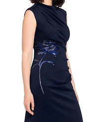 Betsy & Adam Women's Floral Mock Neck Gown