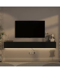 Streamdale Furniture 86.6" Modern Floating Tv Stand with 16-Color Led Lights