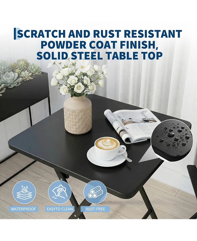 gaomon 3-Piece Patio Bistro Set - Iron Metal Table And Chairs For Outdoor Balcony Seating