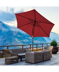 Sugift Outdoor Market Patio Table Umbrella Push Button Tilt Crank Lift