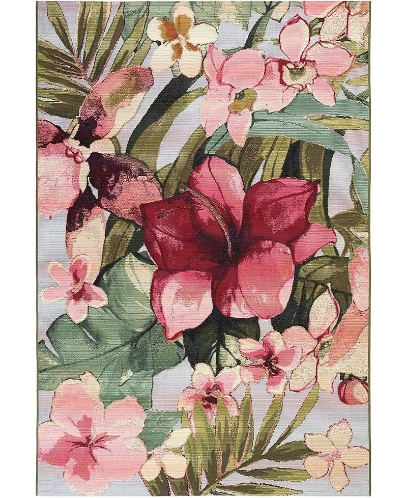 Liora Manne' Marina Tropical Floral Multi 7'10" x 9'10" Outdoor Area Rug