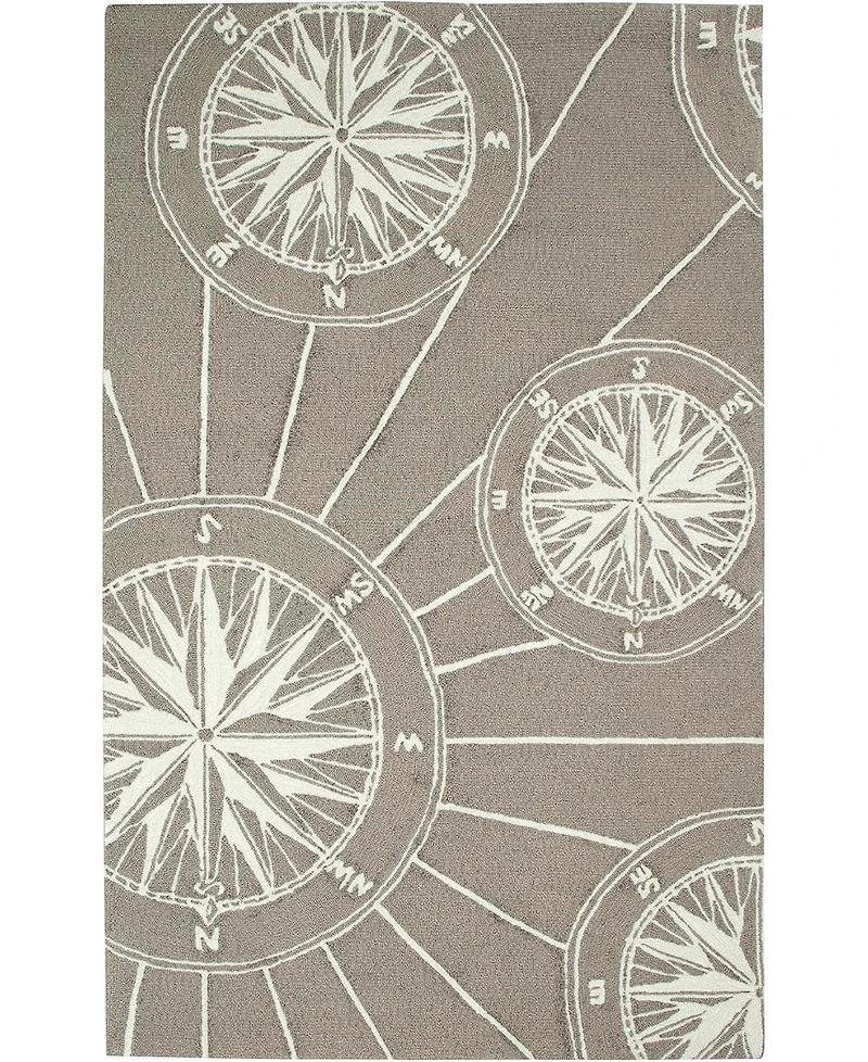 Liora Manne' Frontporch Compass Black and Gray 3'6" x 5'6" Outdoor Area Rug