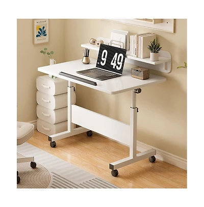 homfan Adjustable Standing Desk on Wheels, 31.5"x15.7" Foldable Laptop Table with Locking Casters,