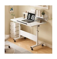 homfan Adjustable Standing Desk on Wheels, 31.5"x15.7" Foldable Laptop Table with Locking Casters,