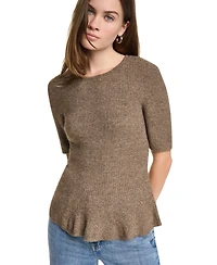 Dkny Jeans Women's Crewneck Elbow-Sleeve Peplum Sweater