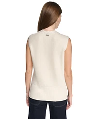 Dkny Jeans Women's Cable Knit V-Neck Hi-Low Sweater