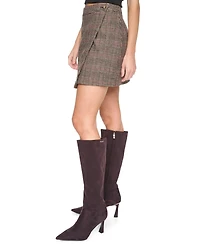 Dkny Jeans Women's Plaid High Waist Wrap Mini Skirt